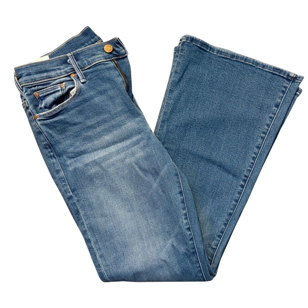 MOTHER Denim High Waisted Flare Jeans Medium Wash Blue Size 28 Wide Leg USA
